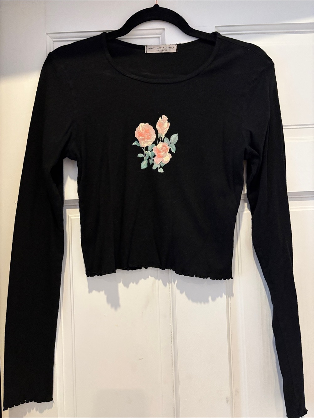 Long-Sleeve Crop Top with Peach Floral